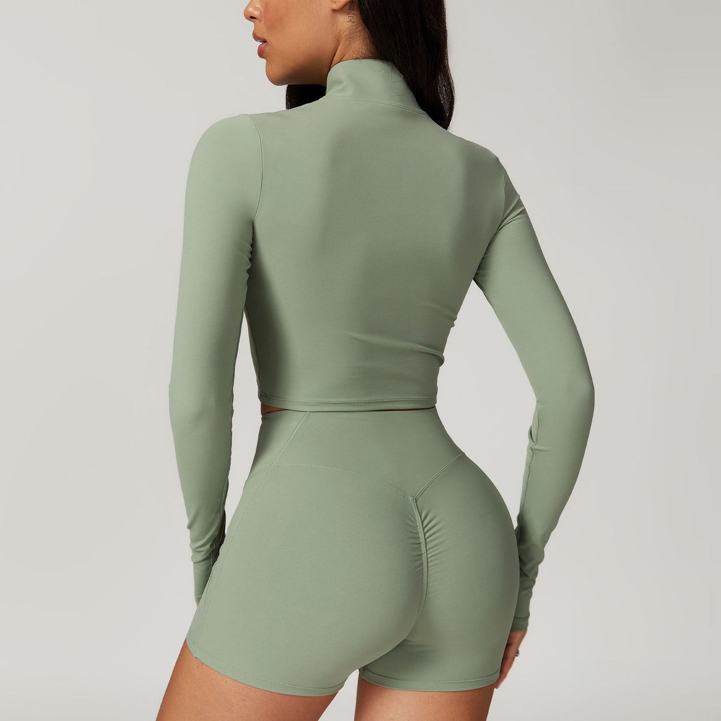 Zipper Full Sleeves Crop Top