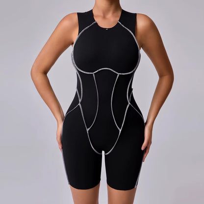 Sleeveless Backless Overstitch Romper