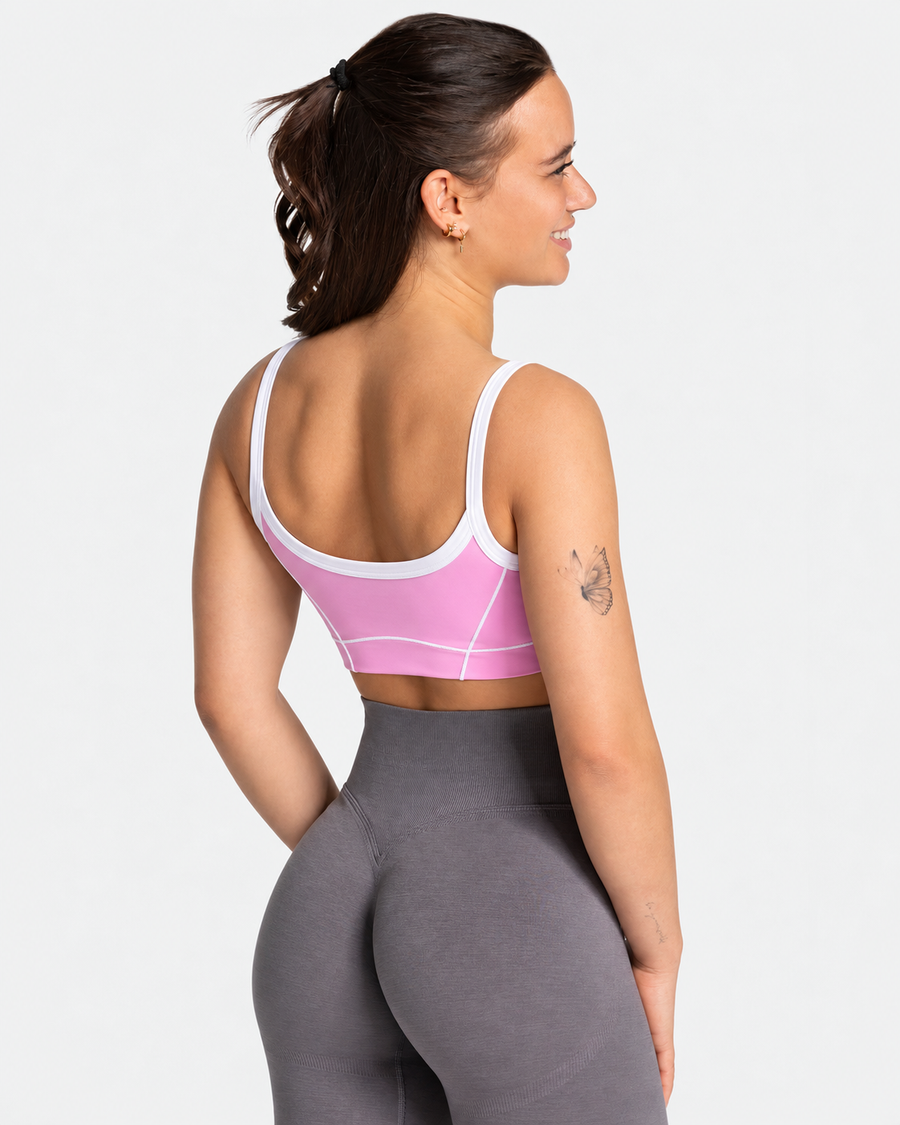 Petite Contrast Trim Crop Top in Pink