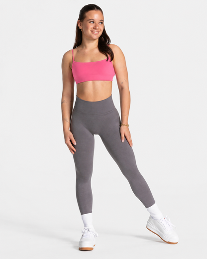 BEXIA Petite Padded Square Neck Cami Crop Top in Rose — full-length front view