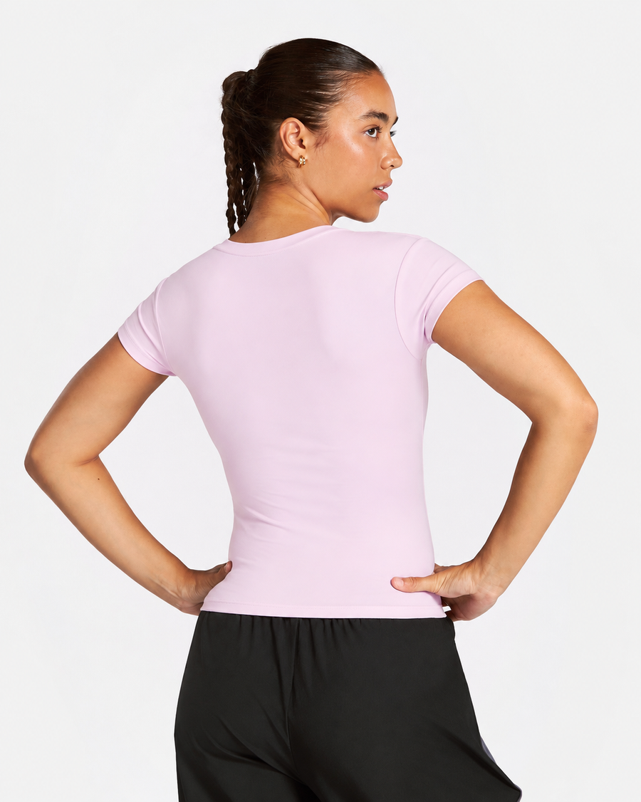 Petite Short Sleeve Fitted Tee in Lavender