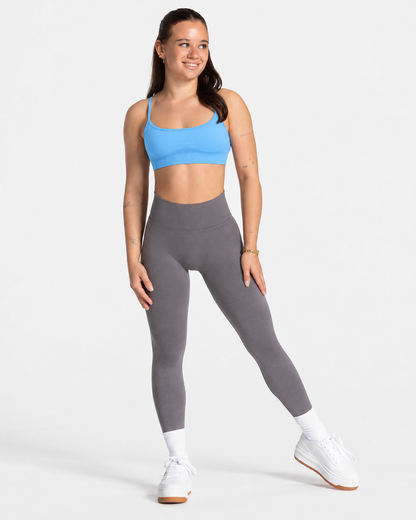 BEXIA Petite Strappy Back Padded Crop Top in Blue — full-length front view