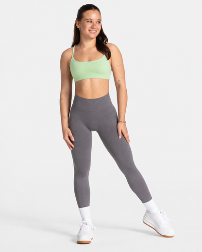 BEXIA Petite Strappy Back Padded Crop Top in Green — full-length front view