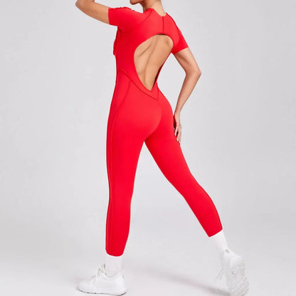 Overstitched Binding Backless Cutout Jumpsuit