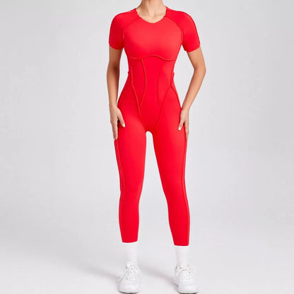 Overstitched Binding Backless Cutout Jumpsuit