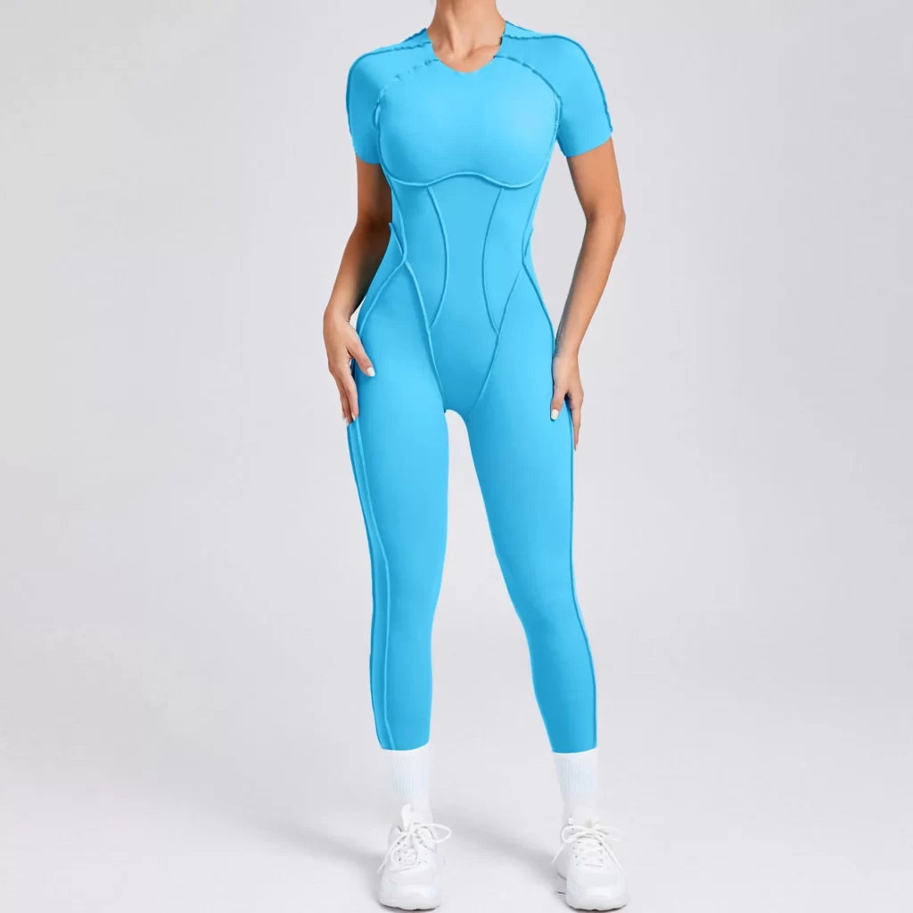 Overstitched Binding Backless Cutout Jumpsuit