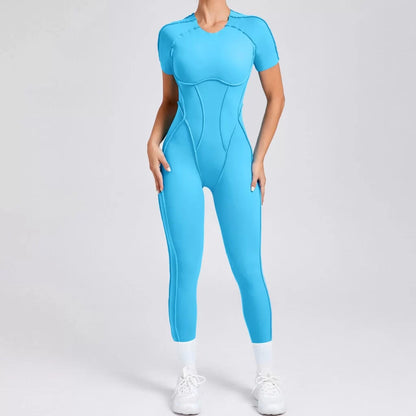 Overstitched Binding Backless Cutout Jumpsuit