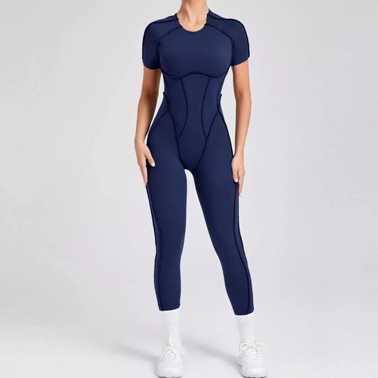 Overstitched Binding Backless Cutout Jumpsuit