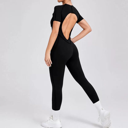 Overstitched Binding Backless Cutout Jumpsuit