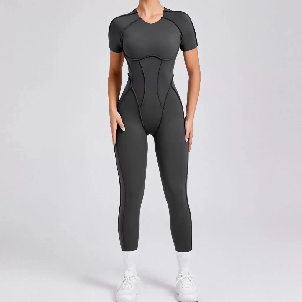 Overstitched Binding Backless Cutout Jumpsuit