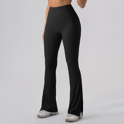 HIGH WAIST FLARED SPLIT LEG LEGGINGS