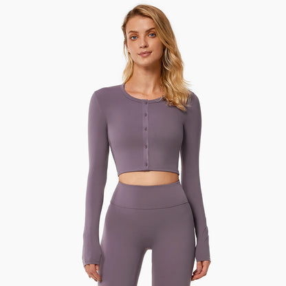 FULL SLEEVES BUTTONED FRONT CROP TOP