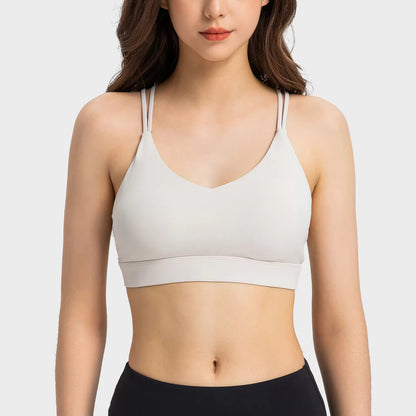 Strappy Backless Padded Sports Bra