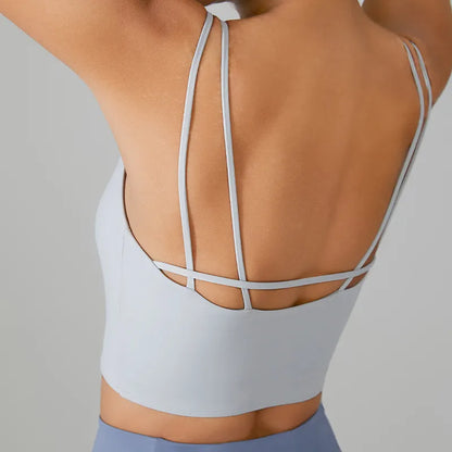 BACKLESS STRAPPY PADDED SPORTS BRA