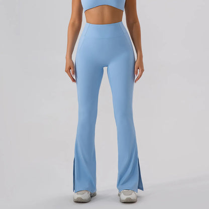 HIGH WAIST FLARED SPLIT LEG LEGGINGS