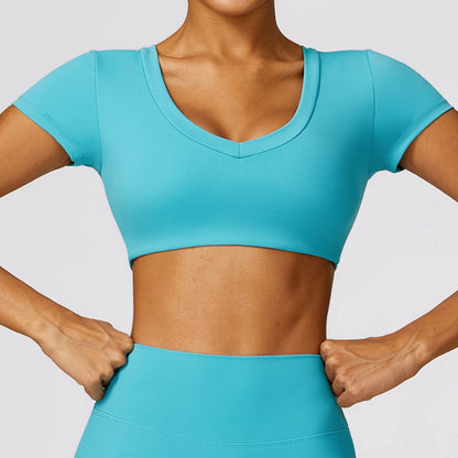 BRUSHED V NECK CROP TOP