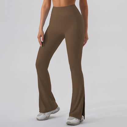 HIGH WAIST FLARED SPLIT LEG LEGGINGS