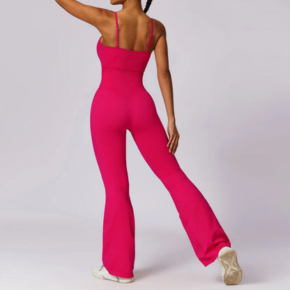 FLARED LEG ADJUSTABLE STRAP CAMI JUMPSUIT