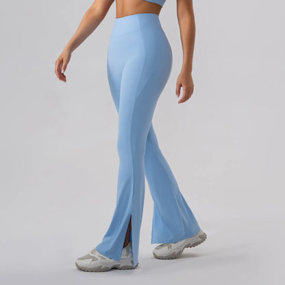 HIGH WAIST FLARED SPLIT LEG LEGGINGS