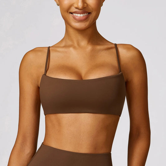 CROP CAMI DEEP NECK SPORTS BRA