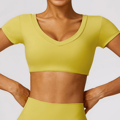 BRUSHED V NECK CROP TOP