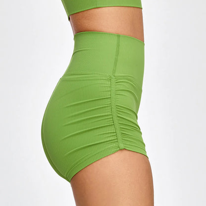 SIDE RUCHED HIGH WAIST SHORTS