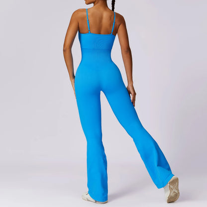 FLARED LEG ADJUSTABLE STRAP CAMI JUMPSUIT
