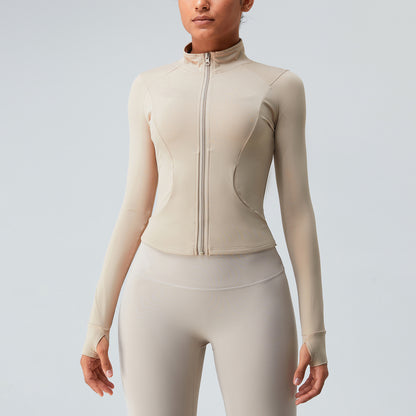 THUMBHOLE SLEEVES INVISIBLE ZIP JACKET WITH POCKET