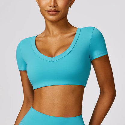 BRUSHED V NECK CROP TOP