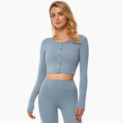FULL SLEEVES BUTTONED FRONT CROP TOP