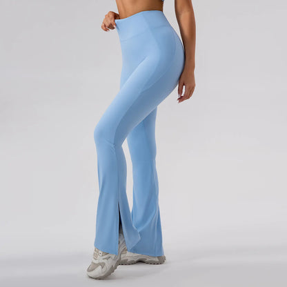 HIGH WAIST FLARED SPLIT LEG LEGGINGS