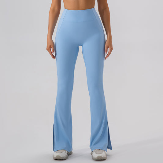 HIGH WAIST FLARED SPLIT LEG LEGGINGS