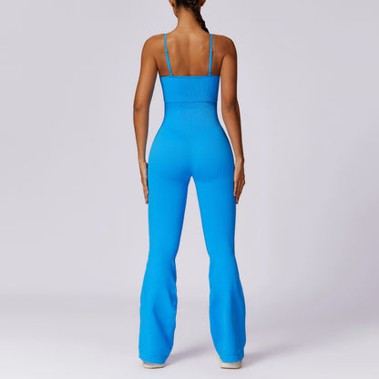 FLARED LEG ADJUSTABLE STRAP CAMI JUMPSUIT
