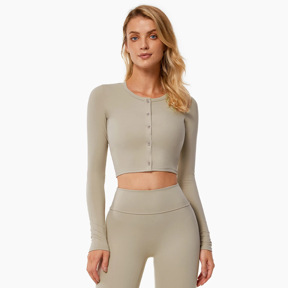 FULL SLEEVES BUTTONED FRONT CROP TOP