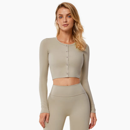 FULL SLEEVES BUTTONED FRONT CROP TOP