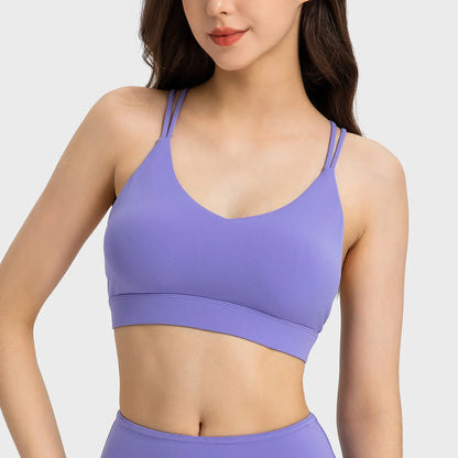Strappy Backless Padded Sports Bra