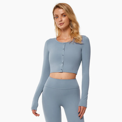 FULL SLEEVES BUTTONED FRONT CROP TOP