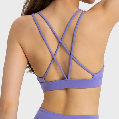 Strappy Backless Padded Sports Bra
