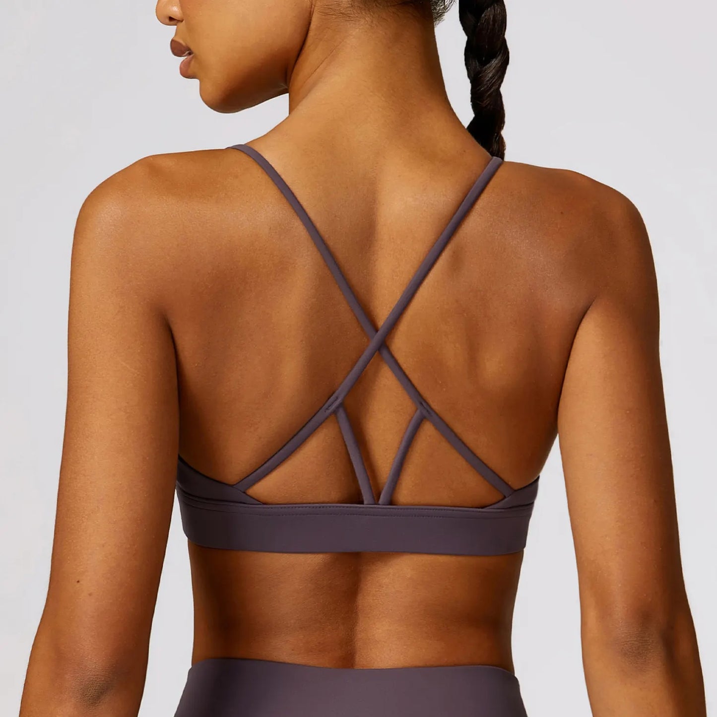Cross Back Deep Neck Padded Sports Bra