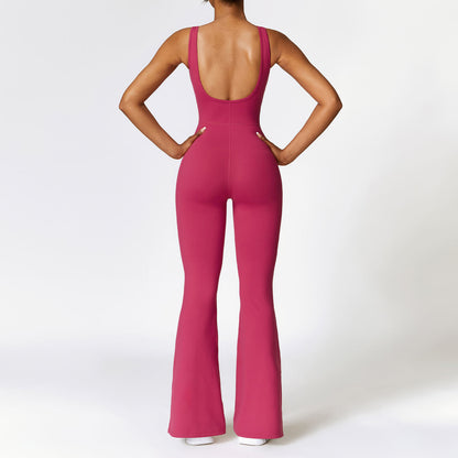 Flared Leg Backless Romper