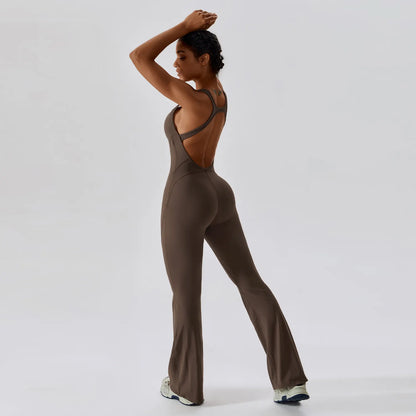 Cross Back Flared Leg Romper