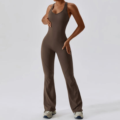 Cross Back Flared Leg Romper