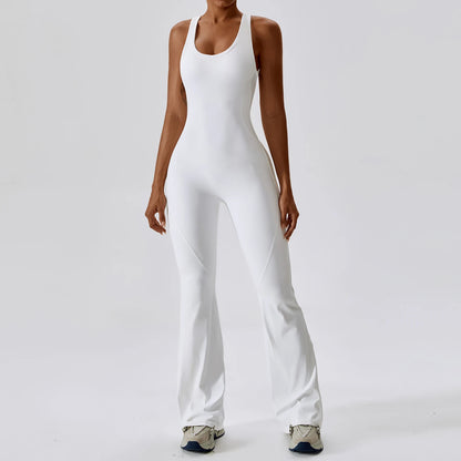 Cross Back Flared Leg Romper