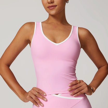 Contrast Binding V Neck Crop Top