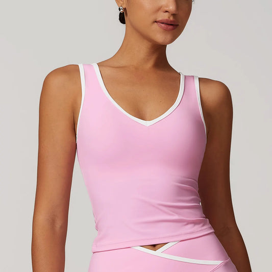 Contrast Binding V Neck Crop Top