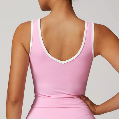Contrast Binding V Neck Crop Top