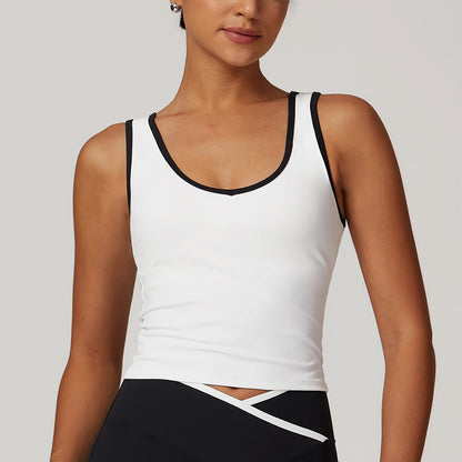 Contrast Binding V Neck Crop Top