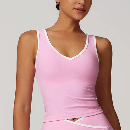 Contrast Binding V Neck Crop Top
